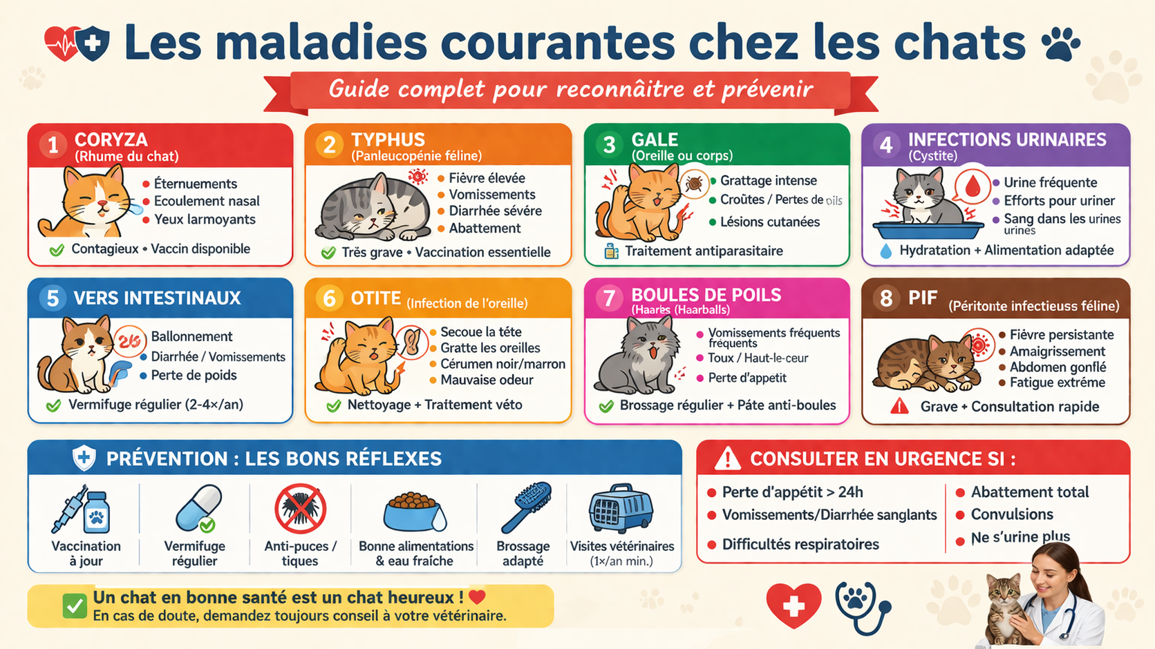 Les maladies courantes chez les chats : guide complet pour reconnaître et prévenir